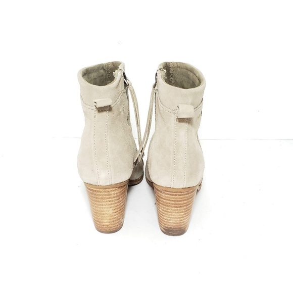 Toms Booties Lunata Taupe Suede Heels Ankle Size 6 - Picture 4 of 8
